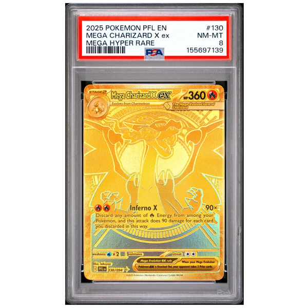 Mega Charizard X ex (130/094) · PSA 8 - Phantasmal Flames